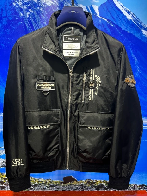 戈诺尔男装春款夹克时尚黑色潮流多贴工装款夹克