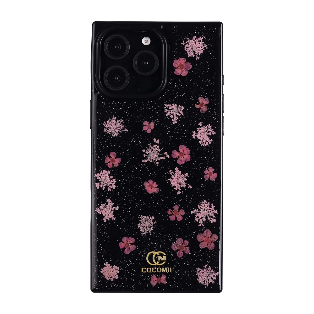 COCOMII创意浪漫真花iPhone16方形手机壳适用苹果16 高级保护套