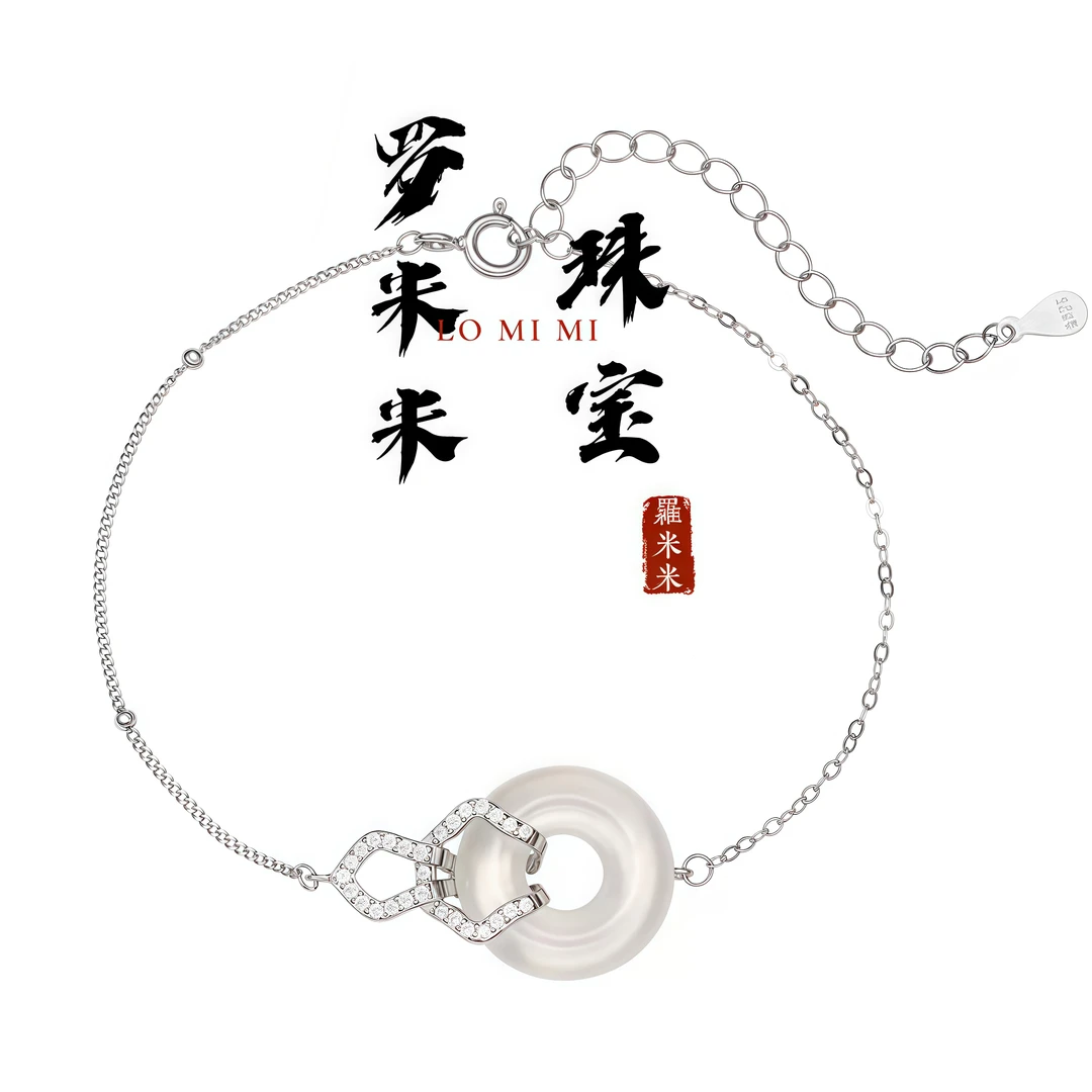 【罗米米珠宝】S925纯银时尚百搭天然玉髓葫芦平安扣手链