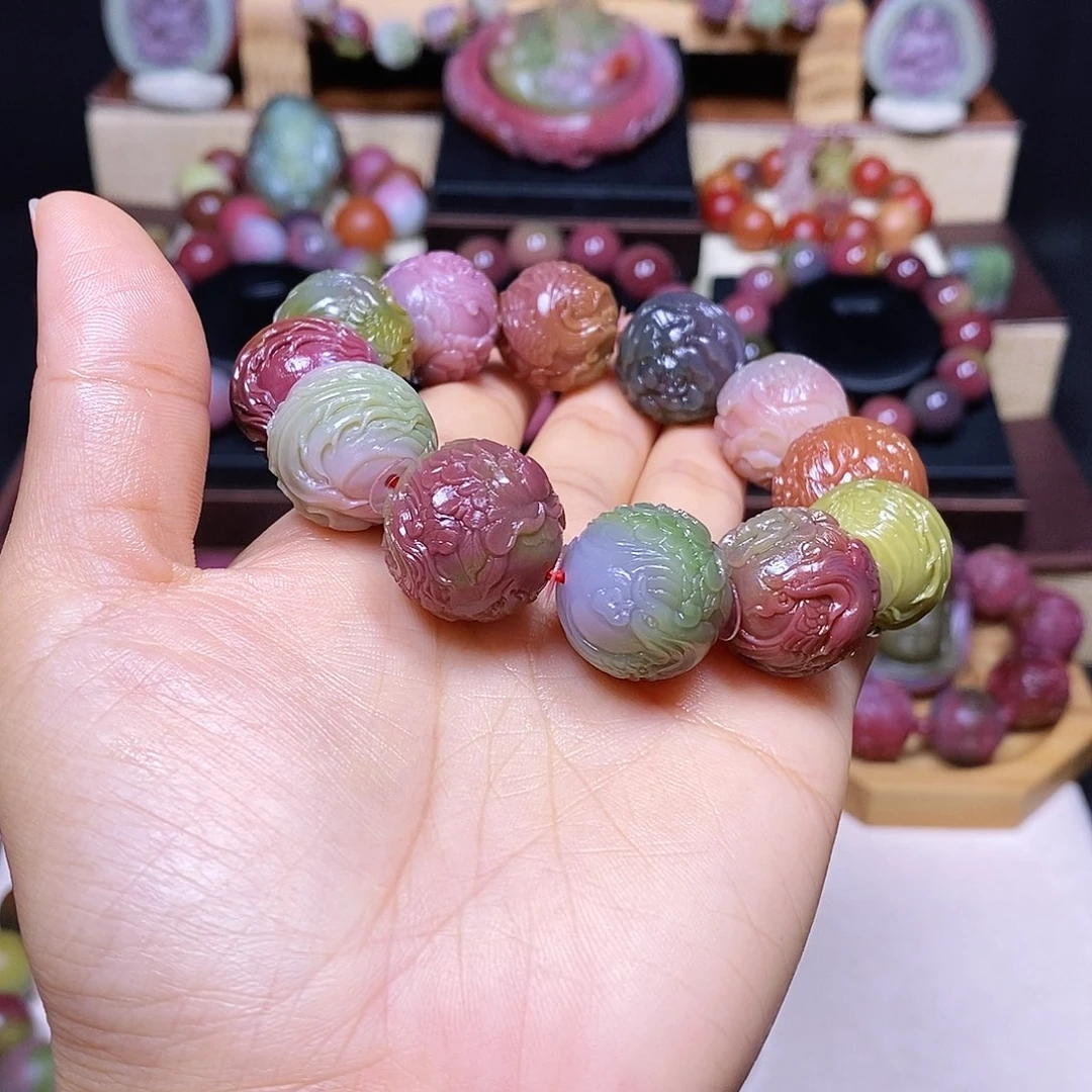 烎***鼎玛瑙/玉髓未镶嵌盐源玛瑙大师工凤穿牡丹