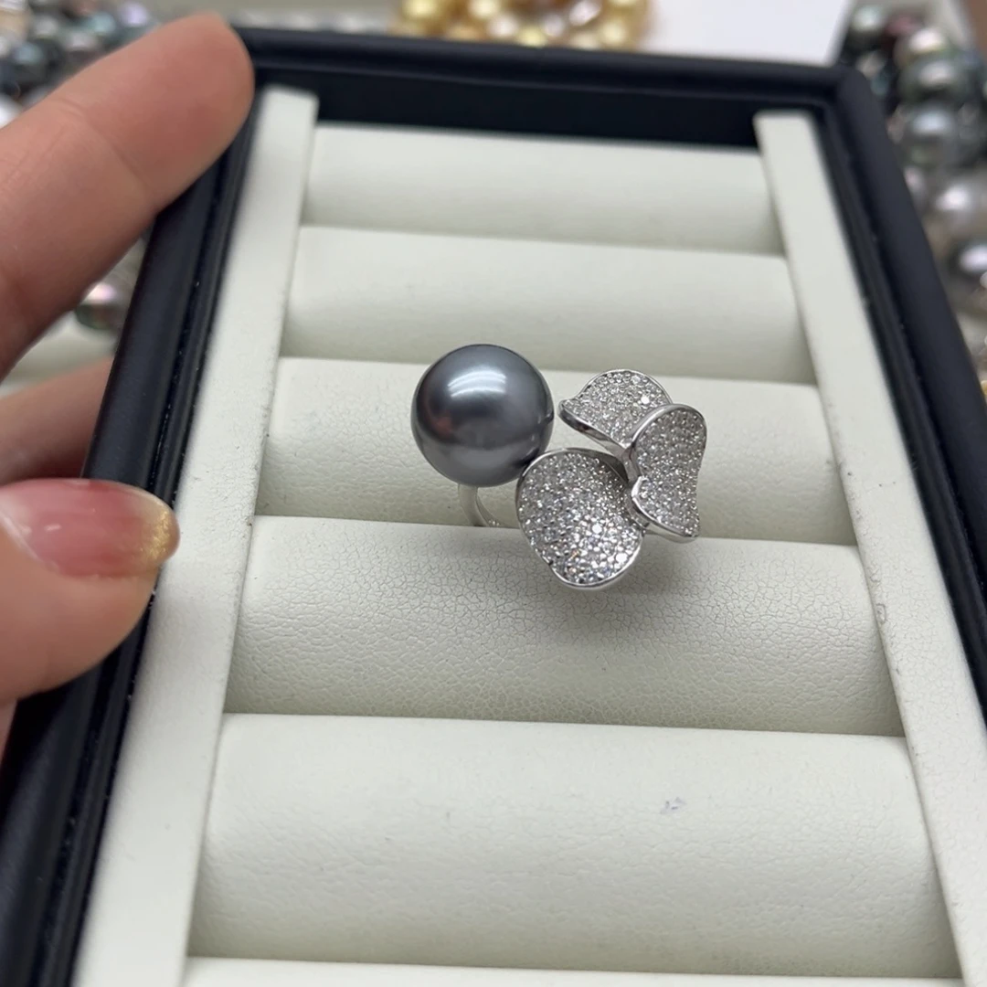 戒指海水珍珠银S925镶嵌