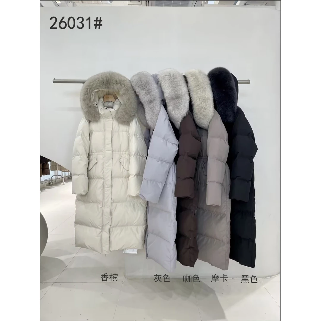 鑫燃KIKI 连帽百搭毛毛领中长款羽绒服 26031  OBT
