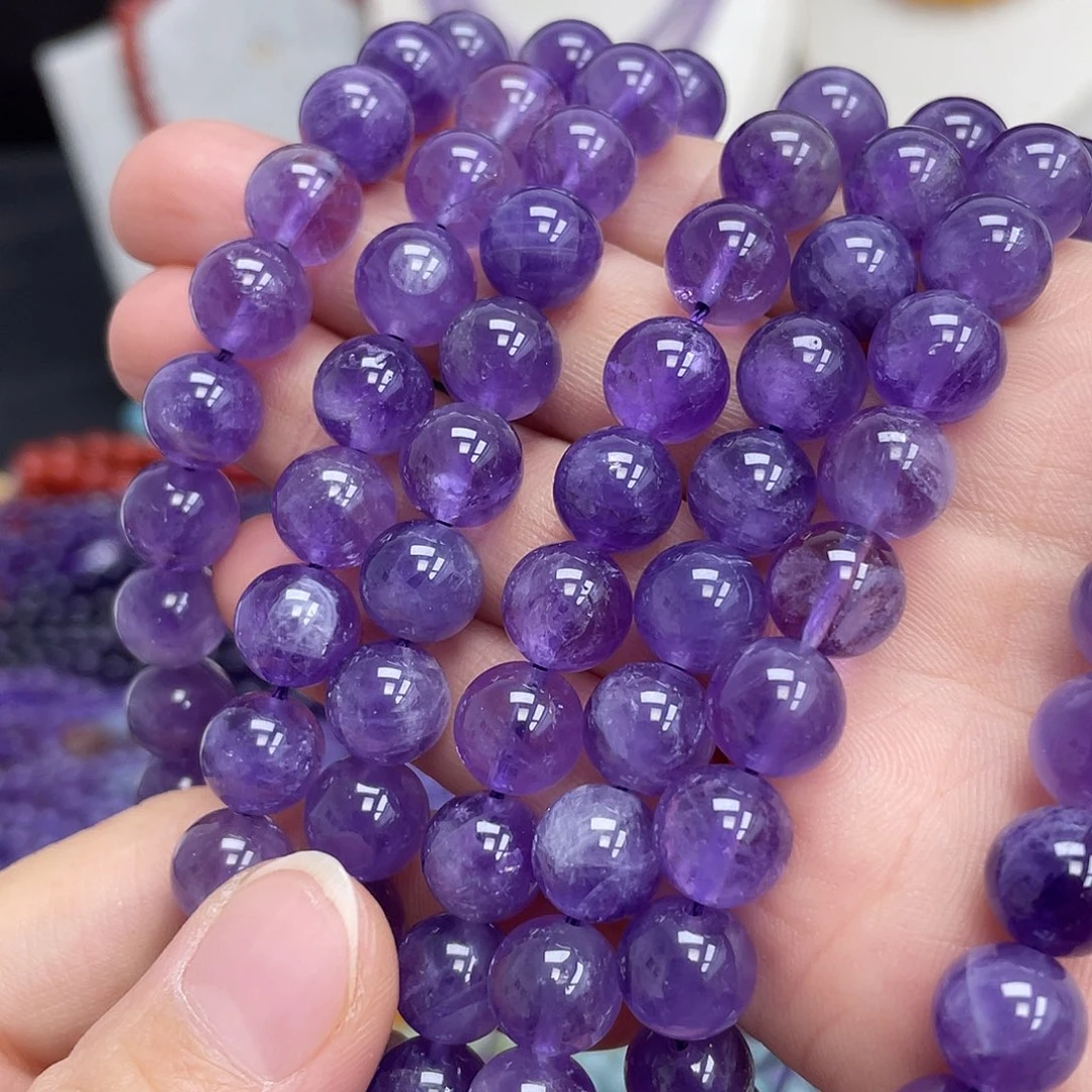 玛瑙/玉髓未镶嵌半成品薰衣草紫水晶10m散珠