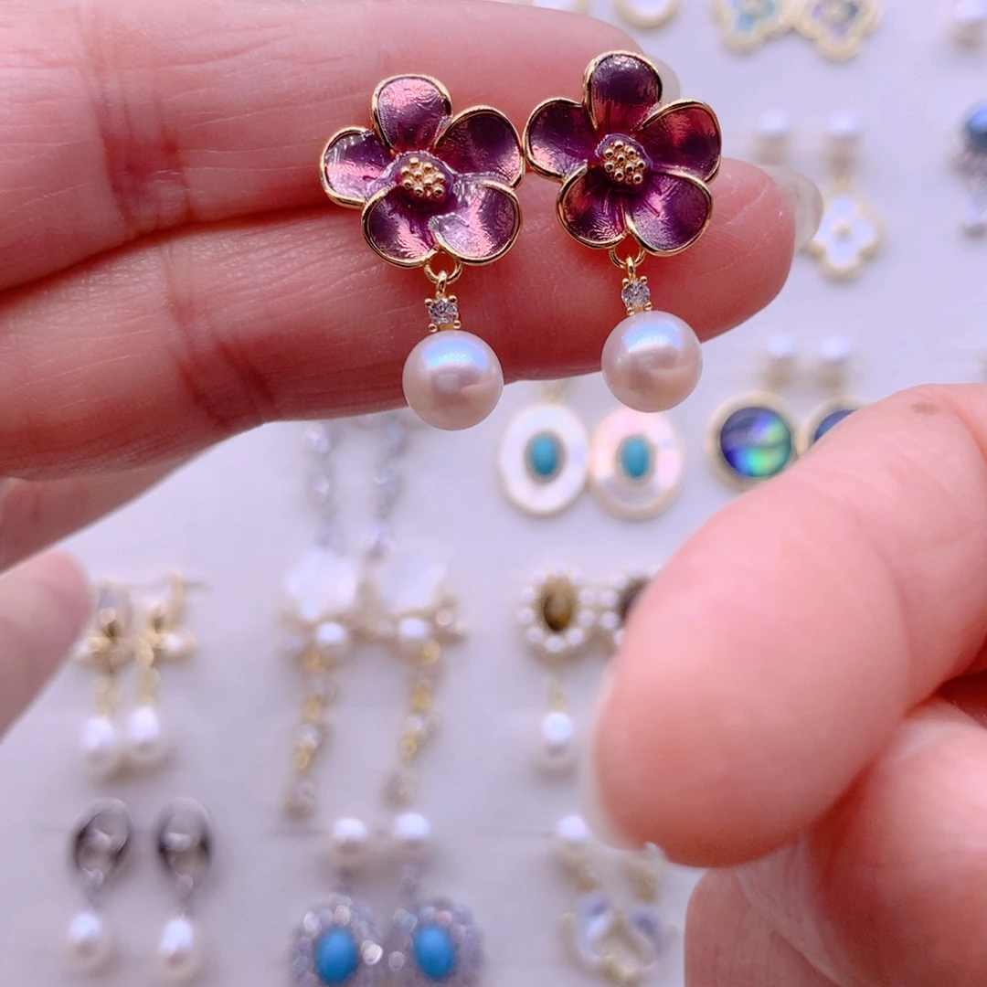 淡水珍珠耳饰合金