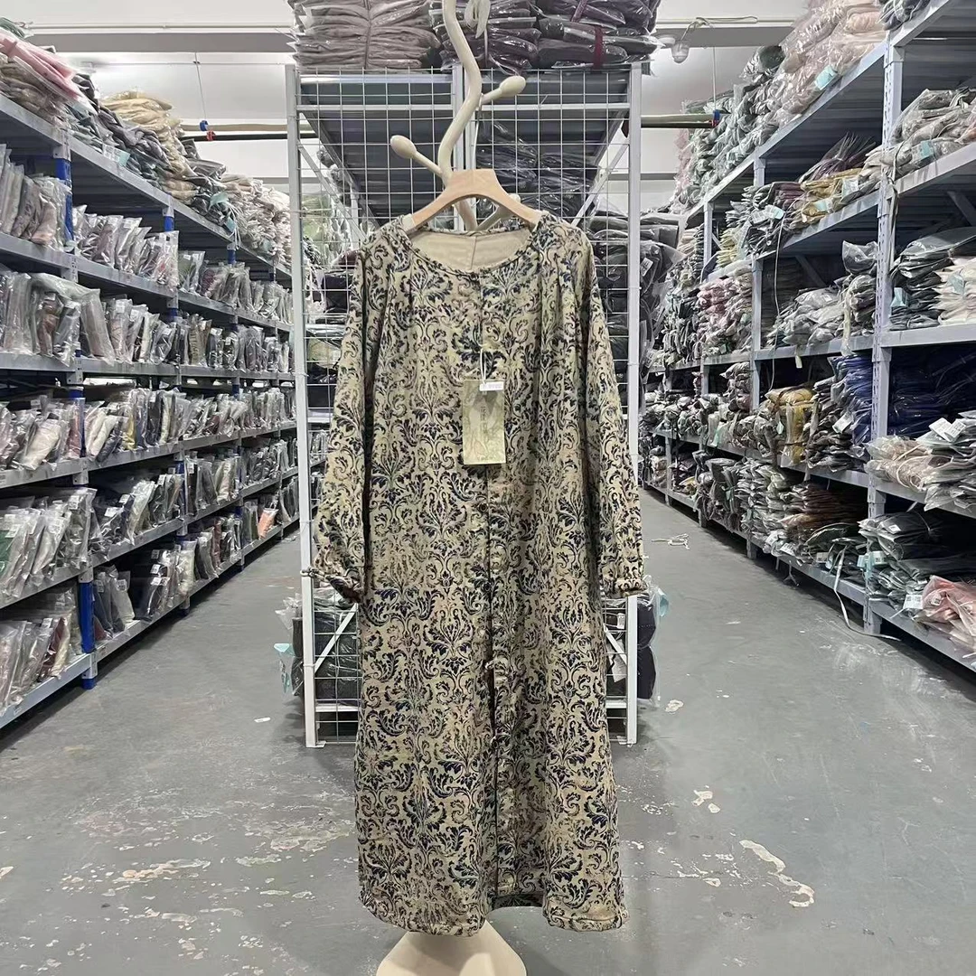 花璟与麻原创设计款5D印花圆领单排扣外套（衣长120胸围130）