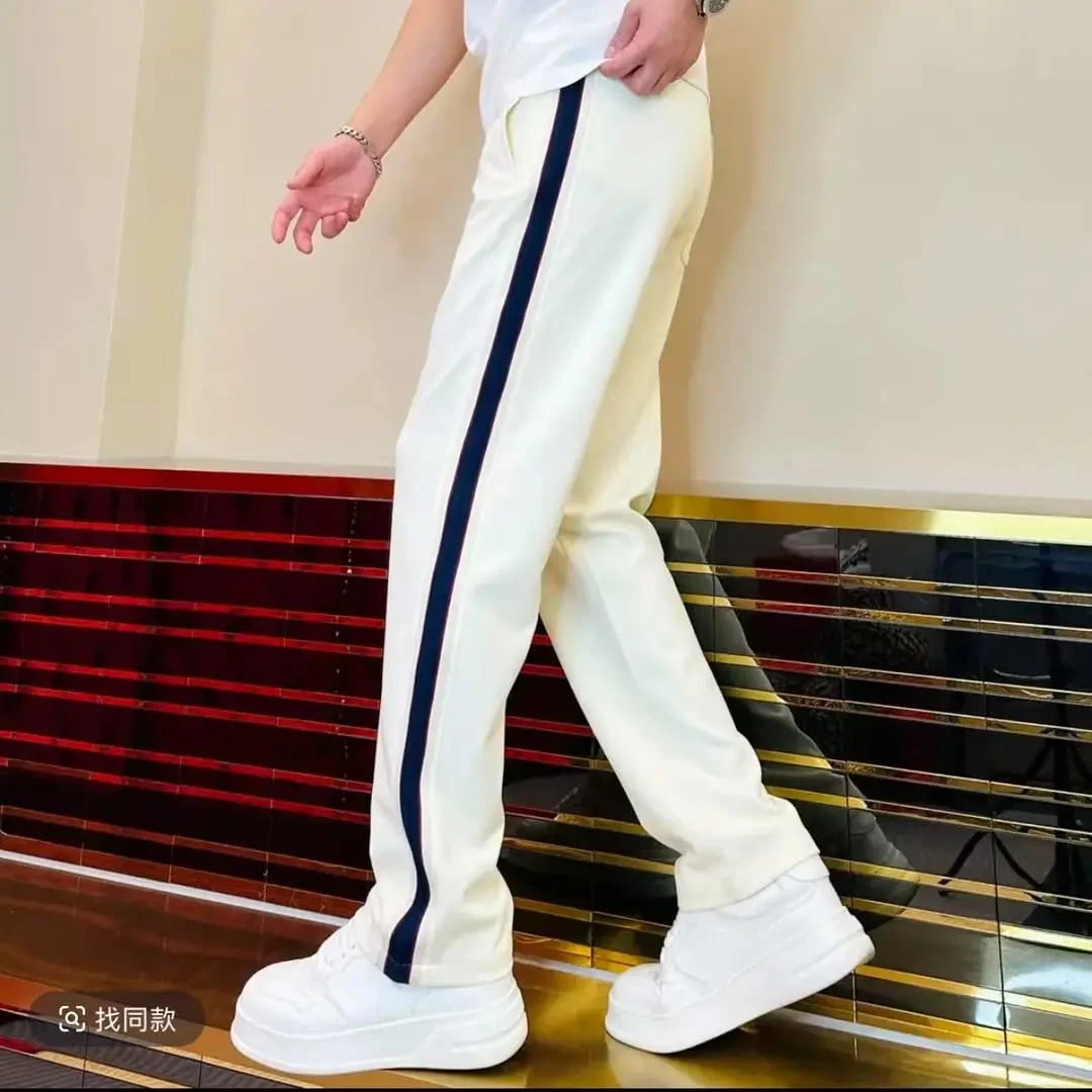 2025男士秋冬爆款男裤直筒加绒加厚潮流时尚百搭直筒休闲裤侧条纹