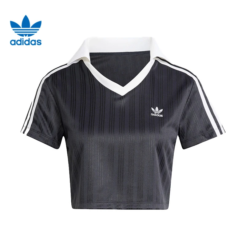 adidas阿迪达斯女子V-NECK POLO针织短T恤JD2606