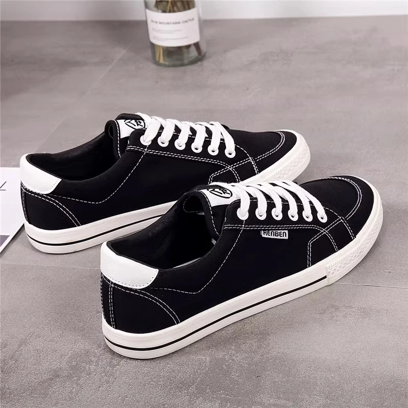人本男鞋2025新款秋季休闲板鞋男士透气潮流帆布鞋平底百搭运动鞋