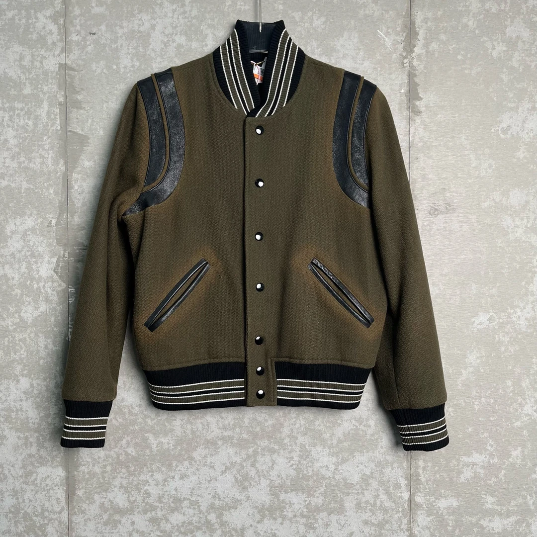 未使用 WE11 DONE 40*1/圣罗兰/羊毛拼接皮革外套/17420/JP