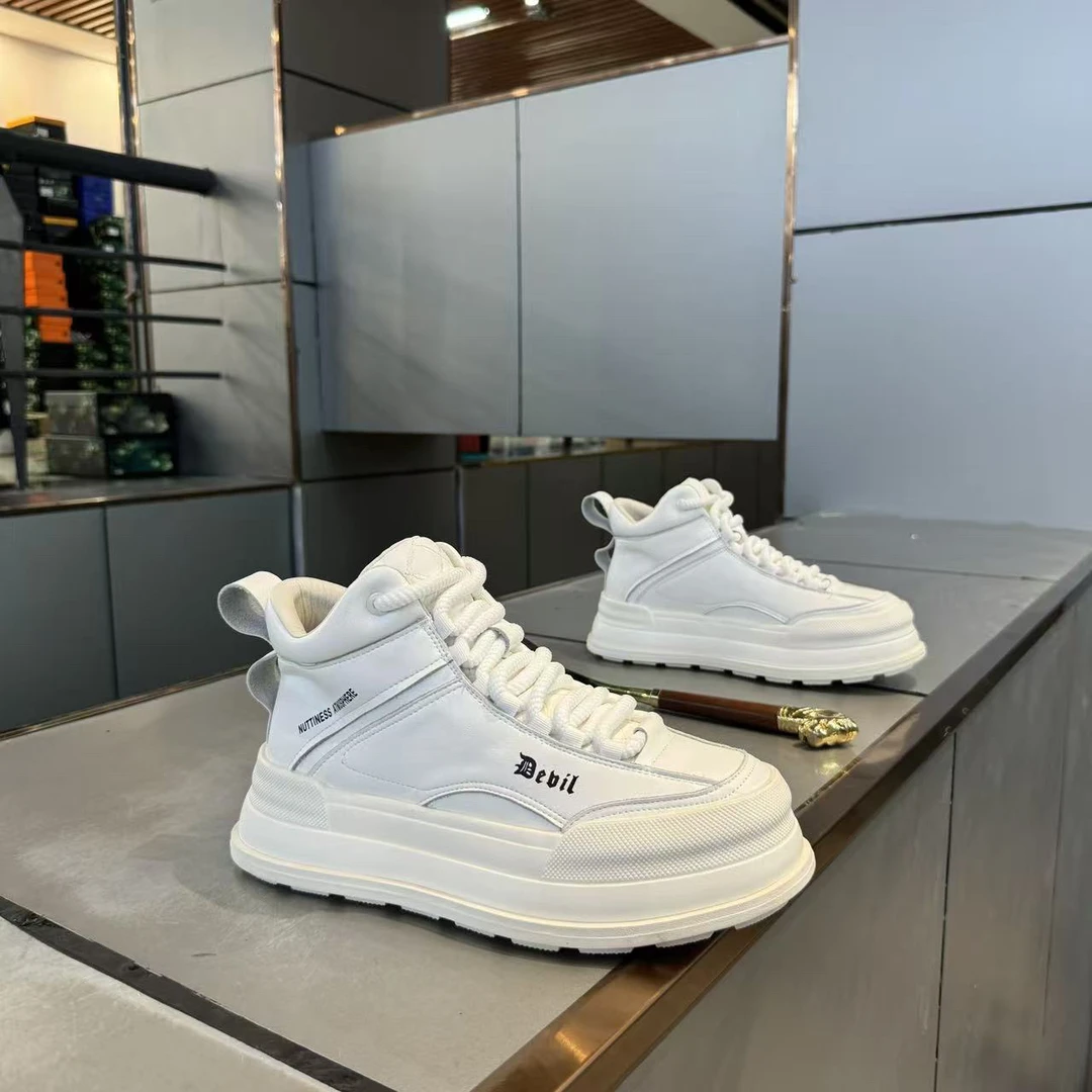 休闲风款式运动风高帮休闲鞋休闲鞋纯色图案爆款鞋子冬季新款2025