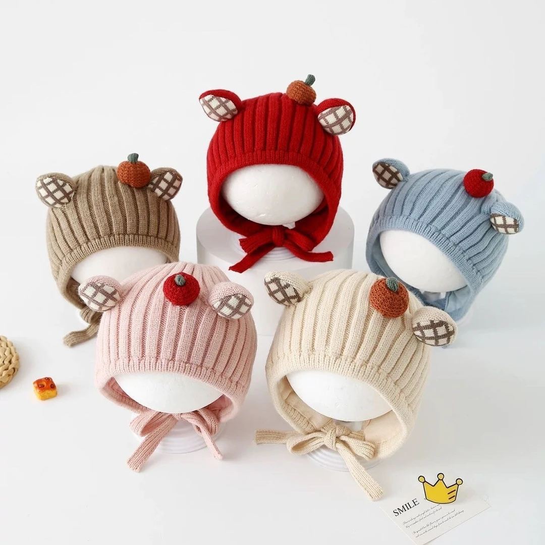 宝宝帽子秋冬季婴儿防风护耳帽针织毛线帽可爱百搭保暖外出保暖帽