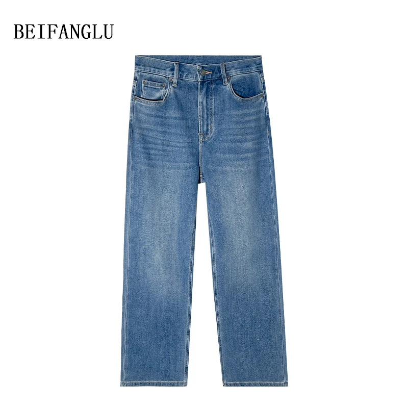 北方鹿【棉+莱赛尔】2025春夏微弹女士显瘦休闲百搭直筒牛仔裤W9279