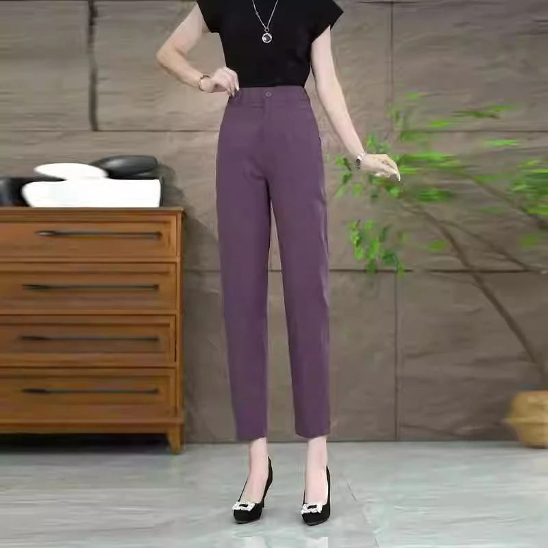 小个子哈伦裤女2025夏季薄款高腰垂感九分烟管裤宽松显瘦高级西裤