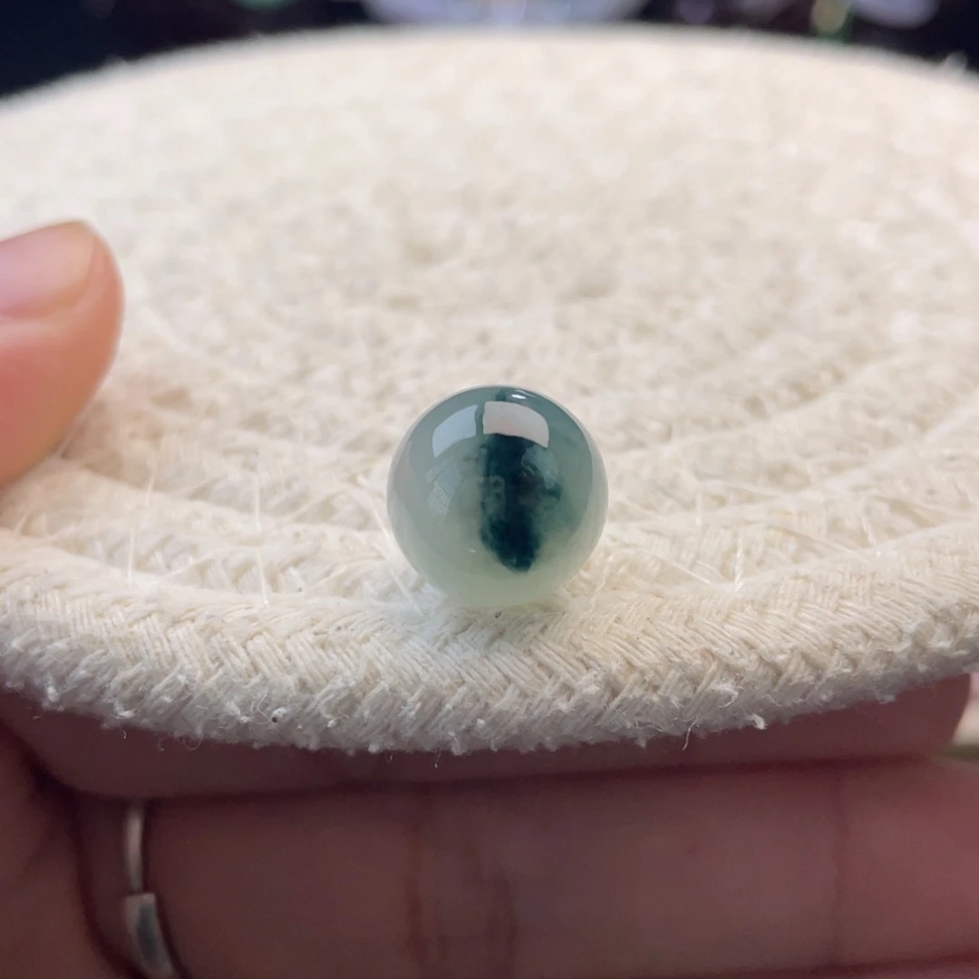 散珠翡翠特色飘花胶润圆珠卡12.3mm