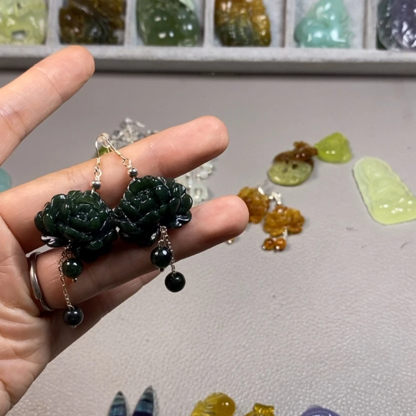 【闪购商品】未镶嵌蛇纹石玉挂件耳饰耳环项链