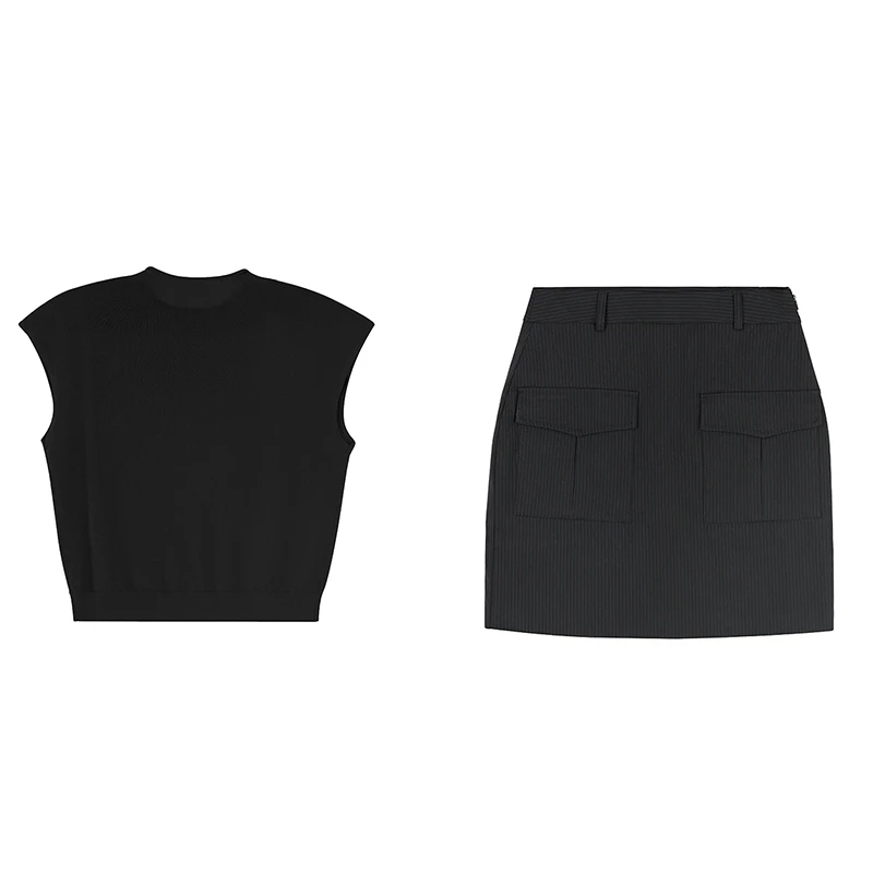 「高智领域」2025夏季新款时尚针织马甲上衣高腰半身裙套装L313