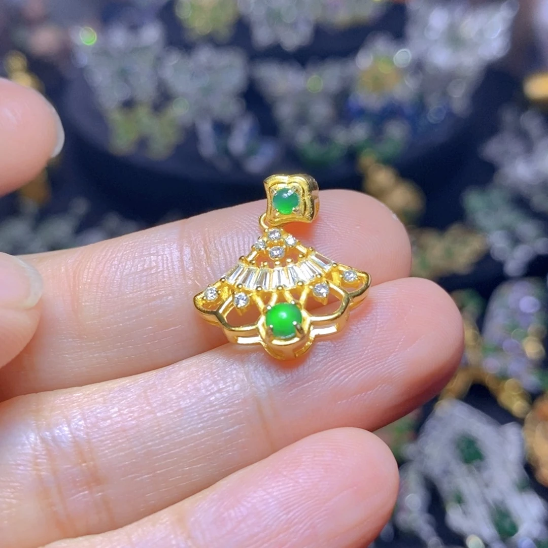 翡翠银S925镶嵌吊坠(不含链)天然资源