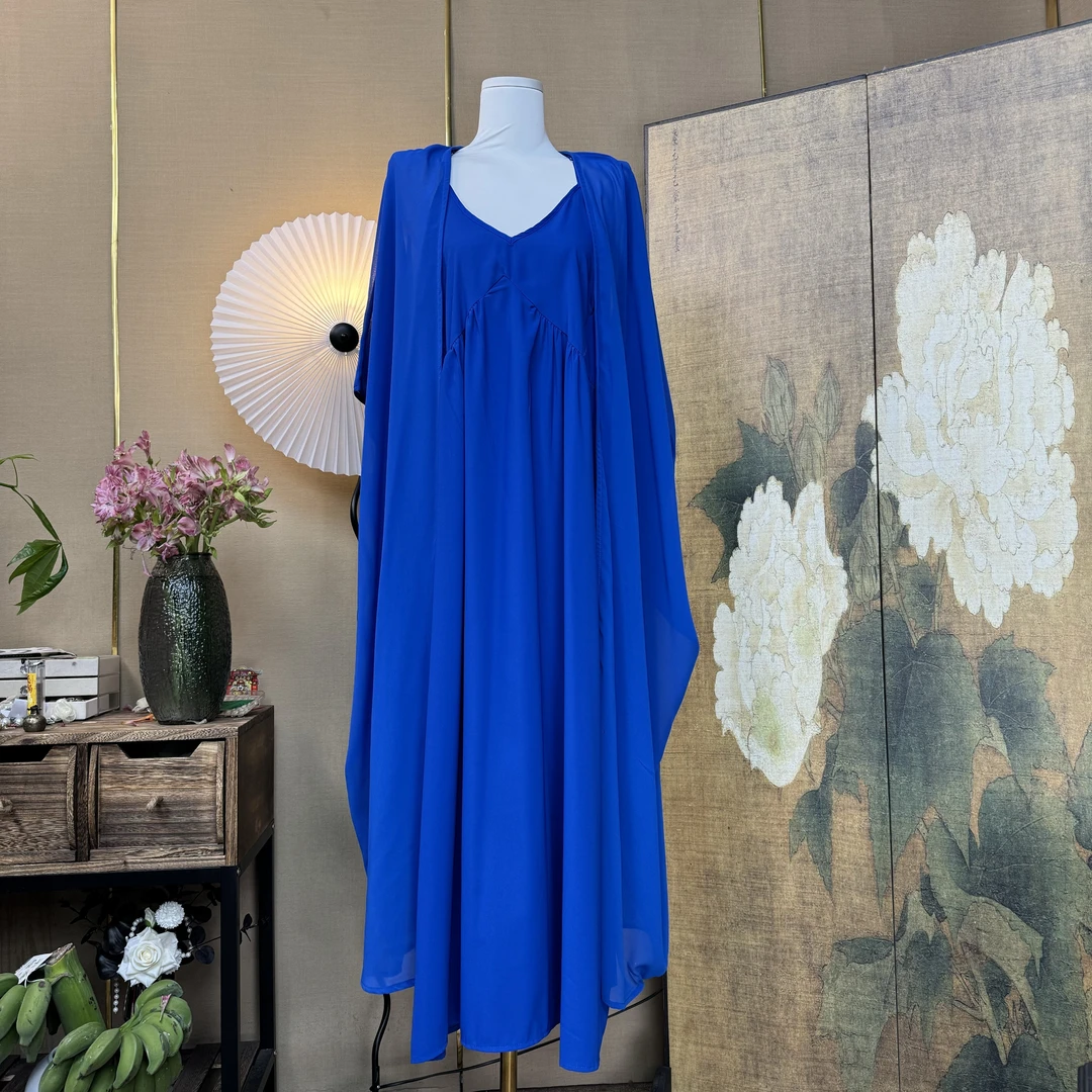 【35】法式克莱因蓝小众吊带设计感v领显白气质两件套