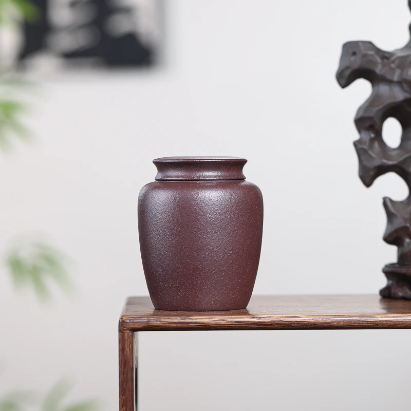 手工杯 | 宜兴紫砂茶叶罐 四号井老紫泥矿标茶仓