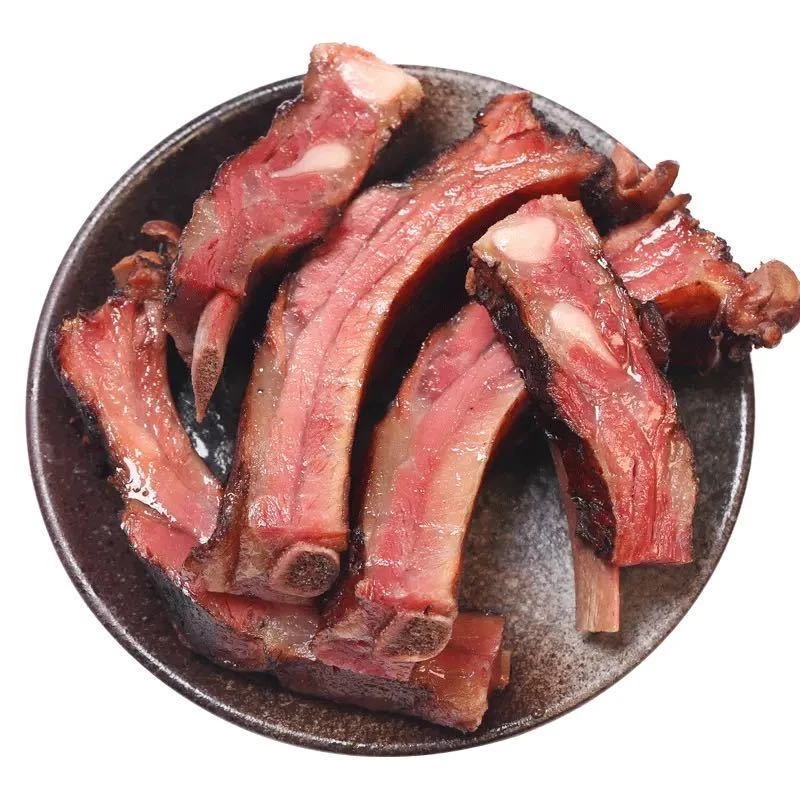 柴火烟熏腊排骨土家风味传统湖南特产咸香美味腊排美食