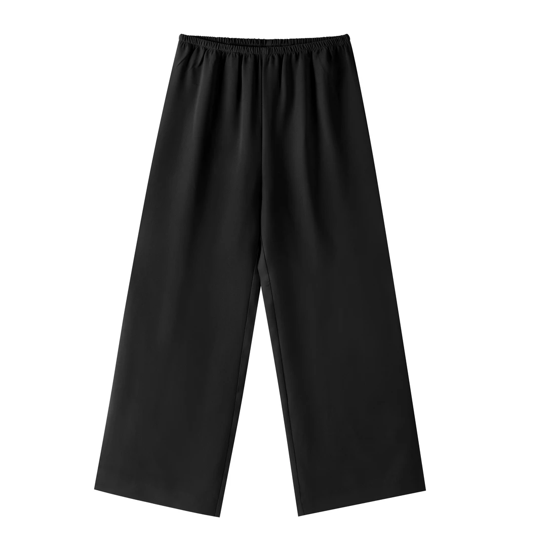 【极简醋酸裤】夏季哑光垂纹Row风空窄版直筒裤显瘦百搭阔腿裤黑色