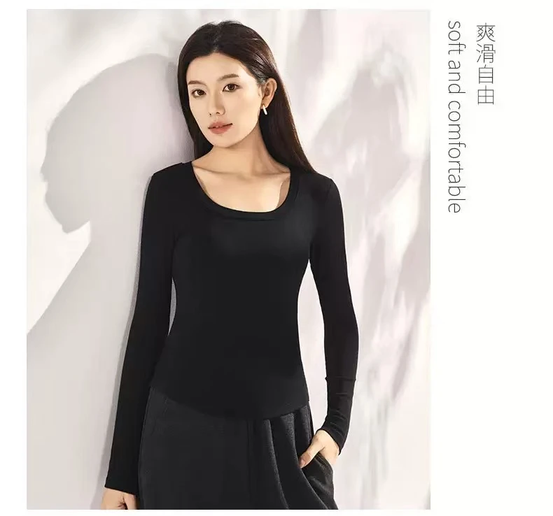 大码免穿文胸长袖运动瑜伽服带胸垫一体杯长袖