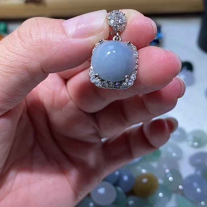 翡翠银S925镶嵌颈饰