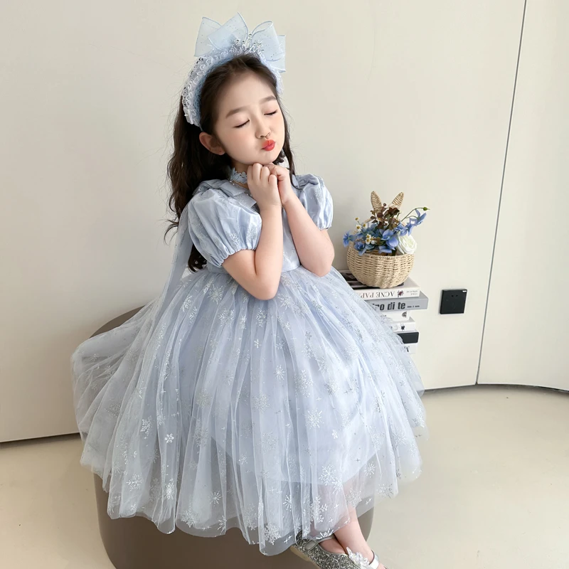 女童连衣裙夏装2025新款儿童艾莎公主裙宝宝洋气纱裙女孩夏季裙子