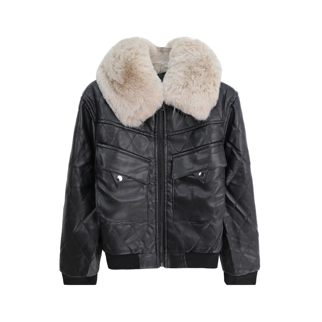 S潮流洋气减龄百搭时尚纯色毛毛领外套S4922