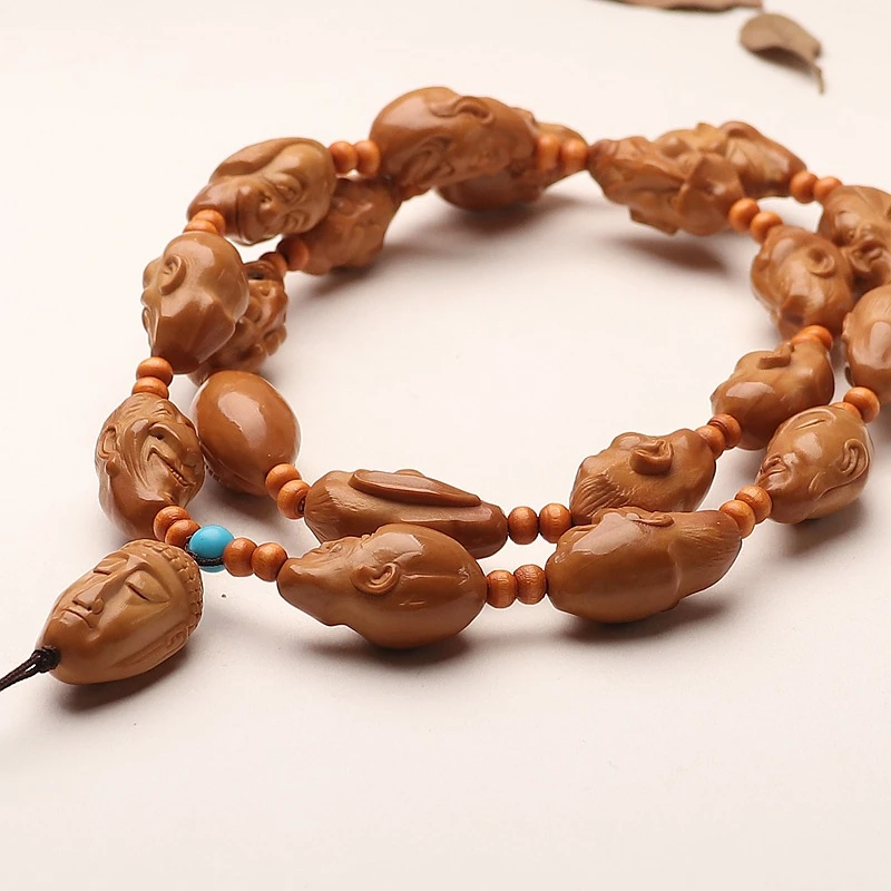 十八罗汉长串橄榄核男女款老油核双圈把件文玩人世间怪脸1.5x2.6