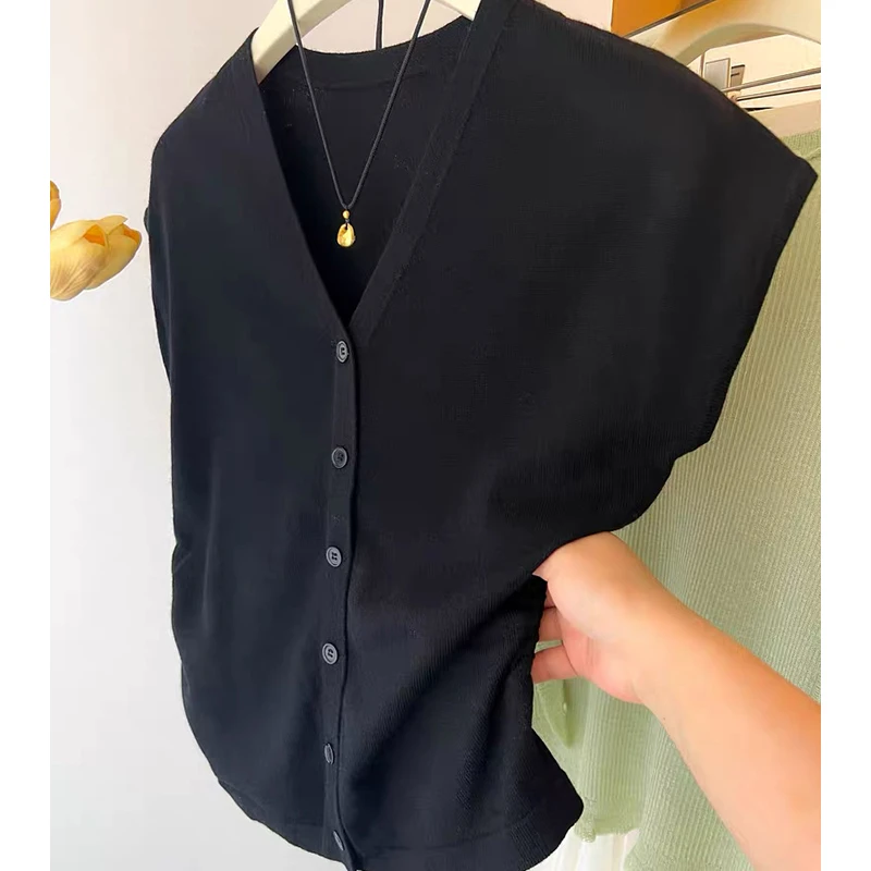 【V领小蛮腰】V领气质简约针织短袖