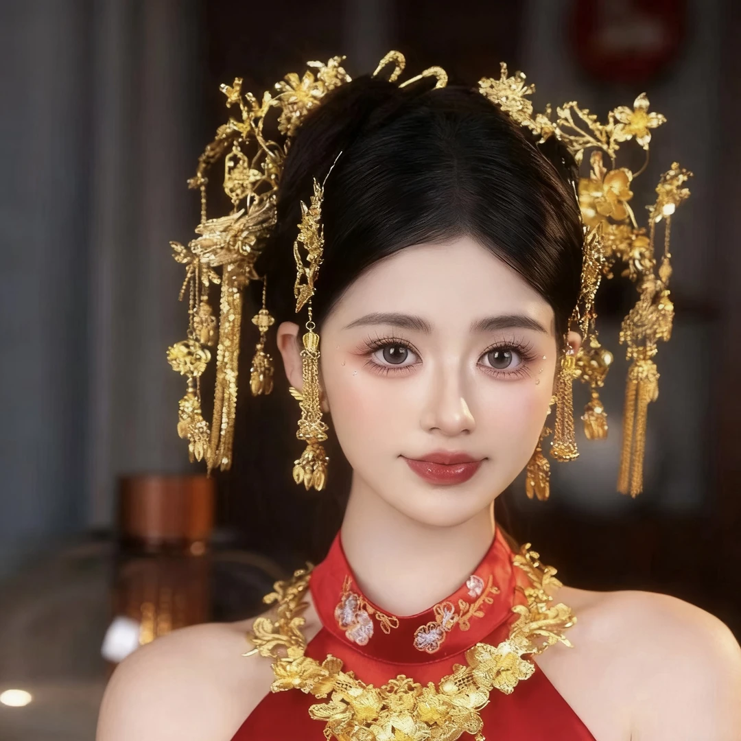 D92喜看新款龙凤卦传统新娘头饰