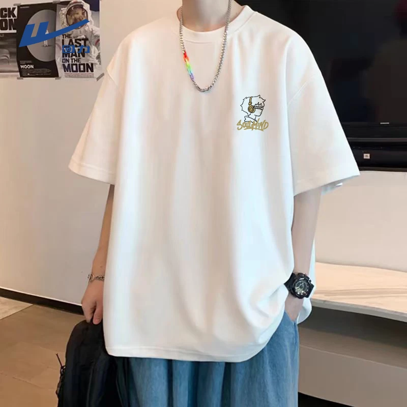 回力港风大码纯棉短袖男生夏季潮牌松弛感宽松半袖男款圆领t恤男