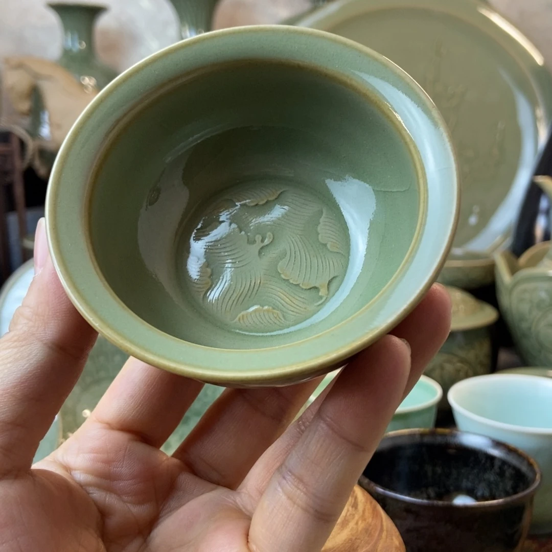 耀州窑福利微瑕开片炉式压手杯