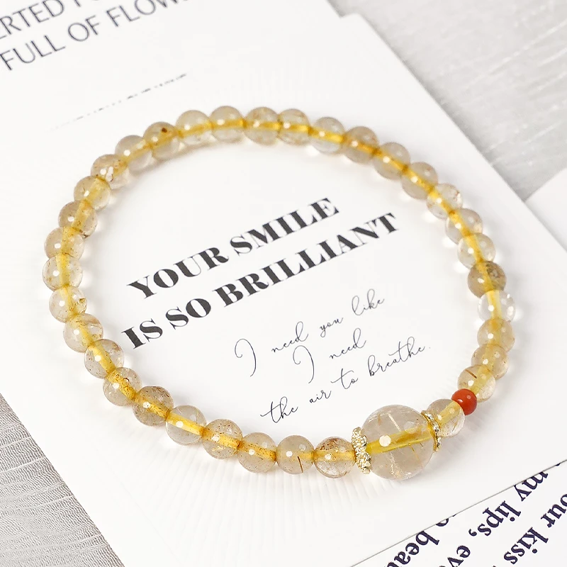 天然金发晶素圈百搭手链-8680