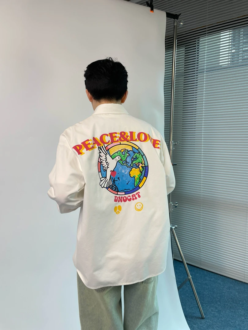 DNOCAT【和平鸽白衬衫】时髦宽松挺括长袖衬衫小外套
