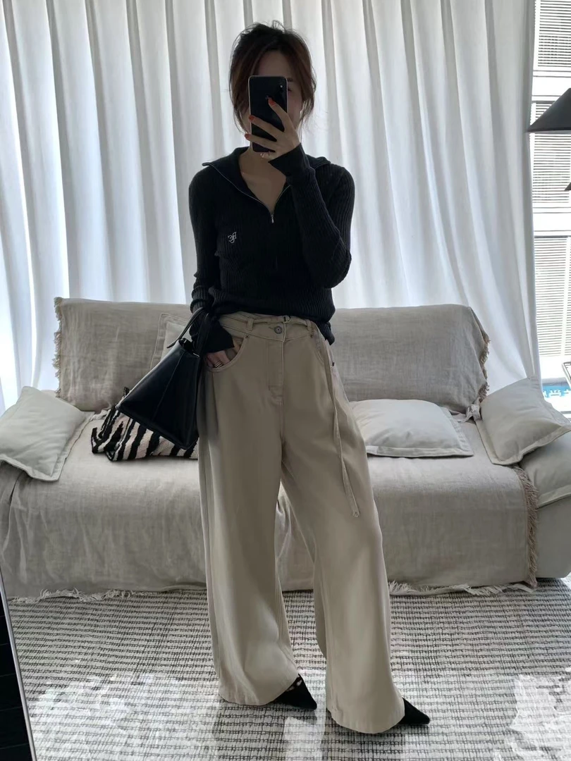 6503-5/139-9  水洗牛仔裤慵懒显瘦阔腿抽绳牛仔裤  NZK/0213