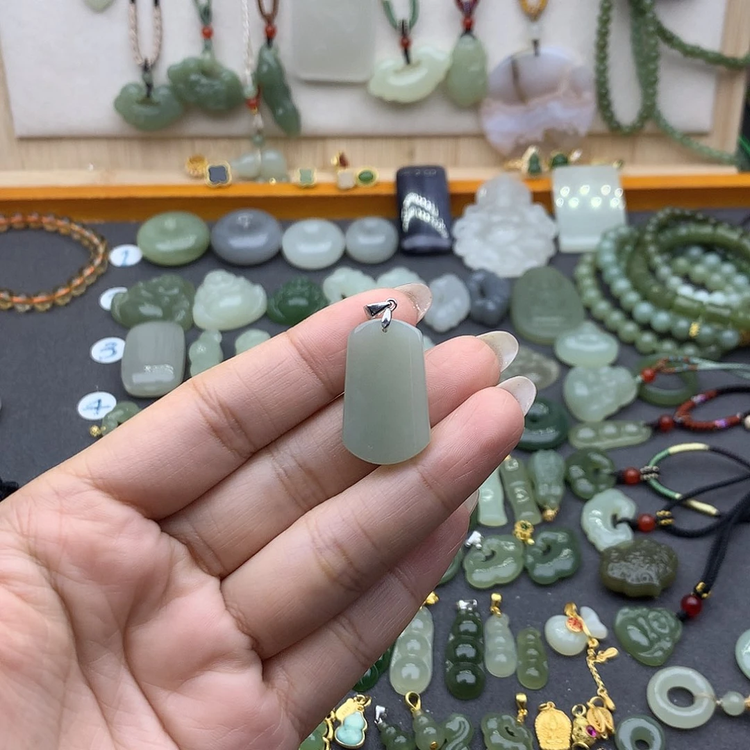 和田玉吊坠(不含链)银S925镶嵌