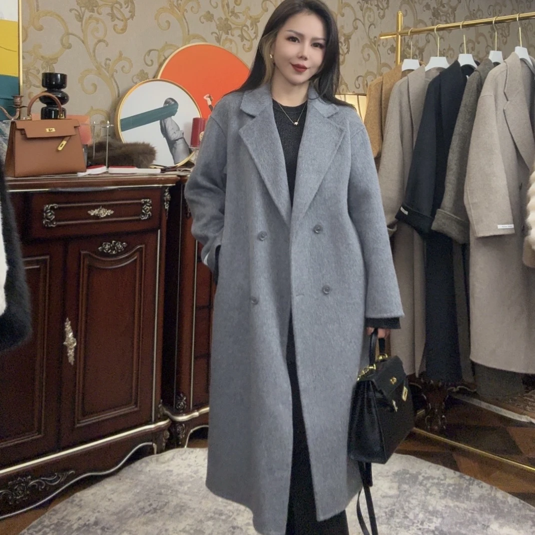 双面羊绒大衣女2025开春新款百搭休闲轻便高级感毛呢双排口大衣
