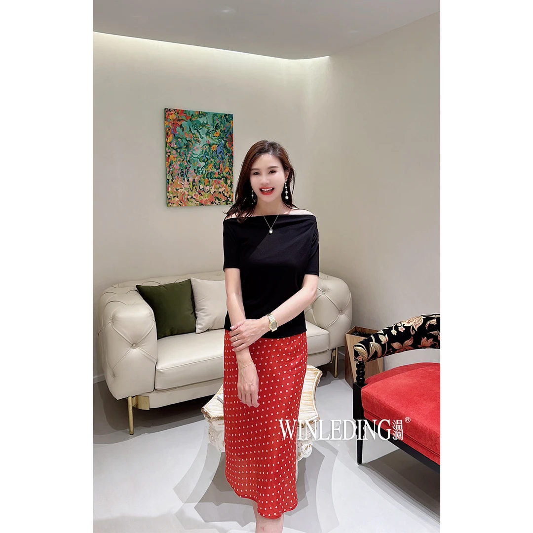 【温澜服饰】云感一字肩短袖T恤20007