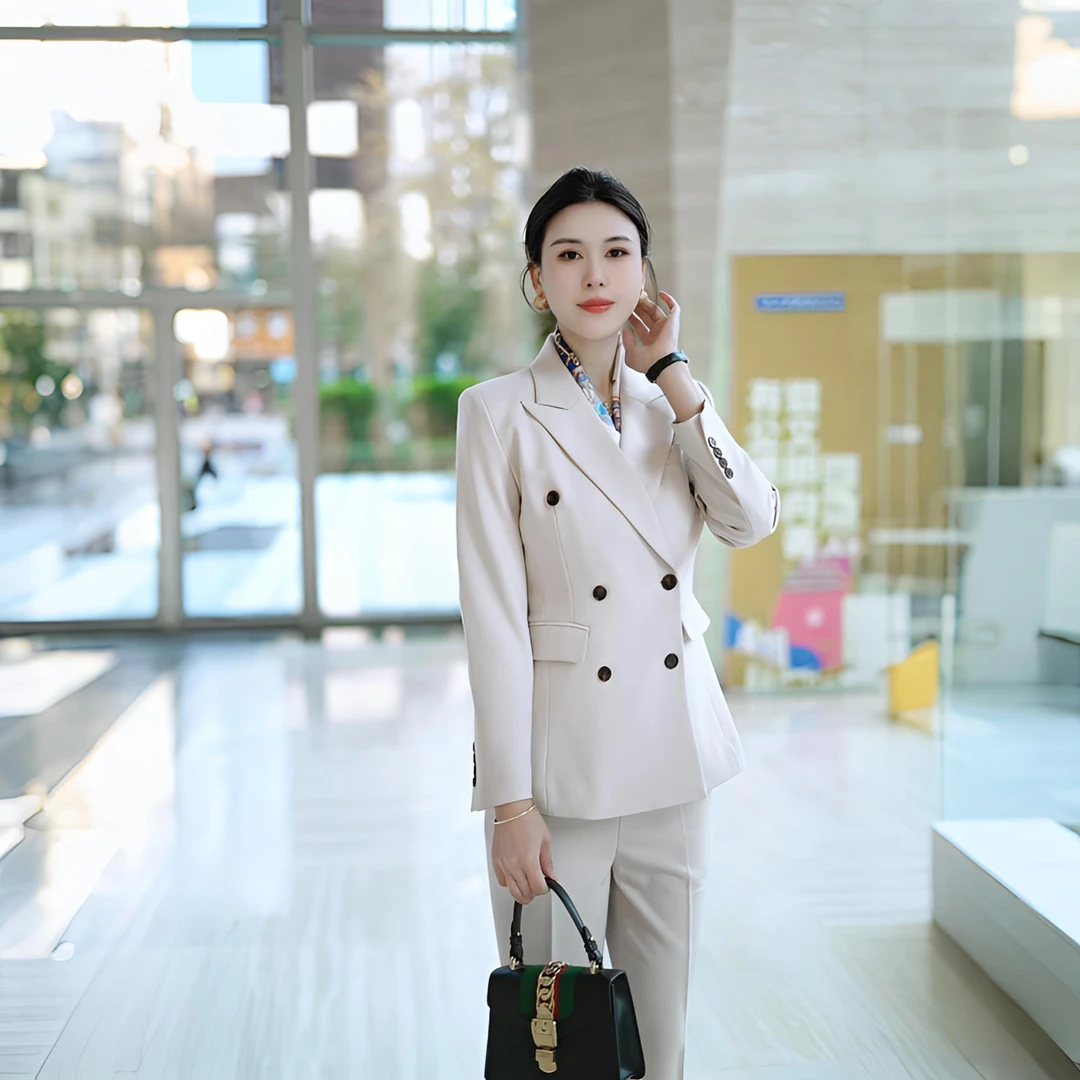 气质白色时尚西服修身正装职业春秋气质白色时尚西服修身正装职业