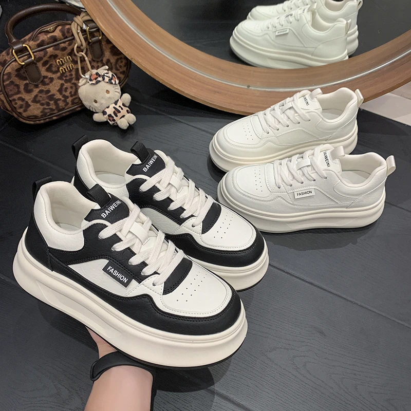 包头拖鞋欧货爆款厚底增高小白鞋女百搭圆头休闲运动板鞋