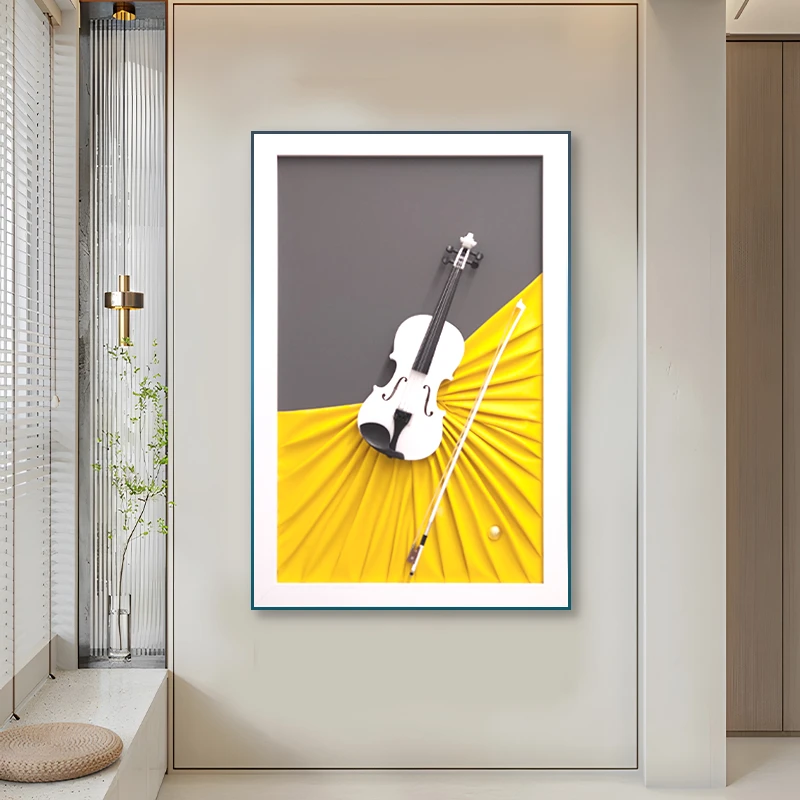 益师傅代艺术风格玄关轻奢小提琴实体装饰画客厅背景墙小提琴114