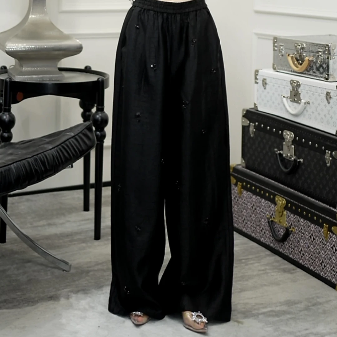 Betty Bairn【传承/流光拾翠 】新中式高端桑蚕丝裤25B-BW10595