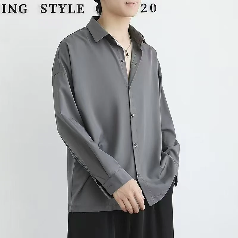 【正品冰丝】短袖长袖衬衫男免烫抗皱长袖白色春季男装商务衬衣休闲