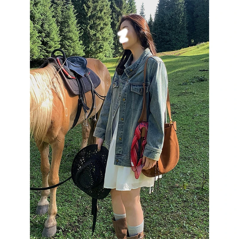 早秋穿搭美式复古做旧牛仔短款外套女小个子气质高级感超好看上衣