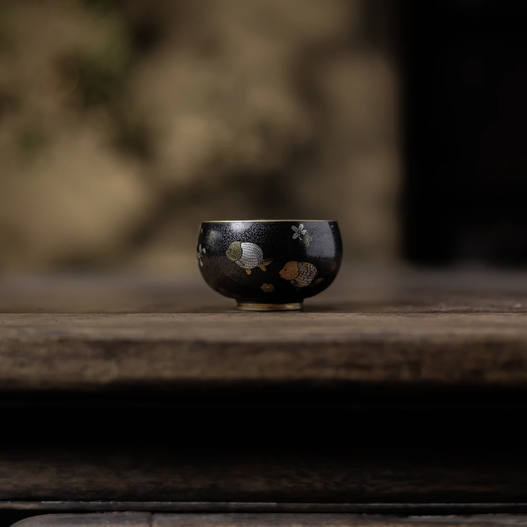 小禅定杯~鎏金天目富贵有鱼（Q8210）