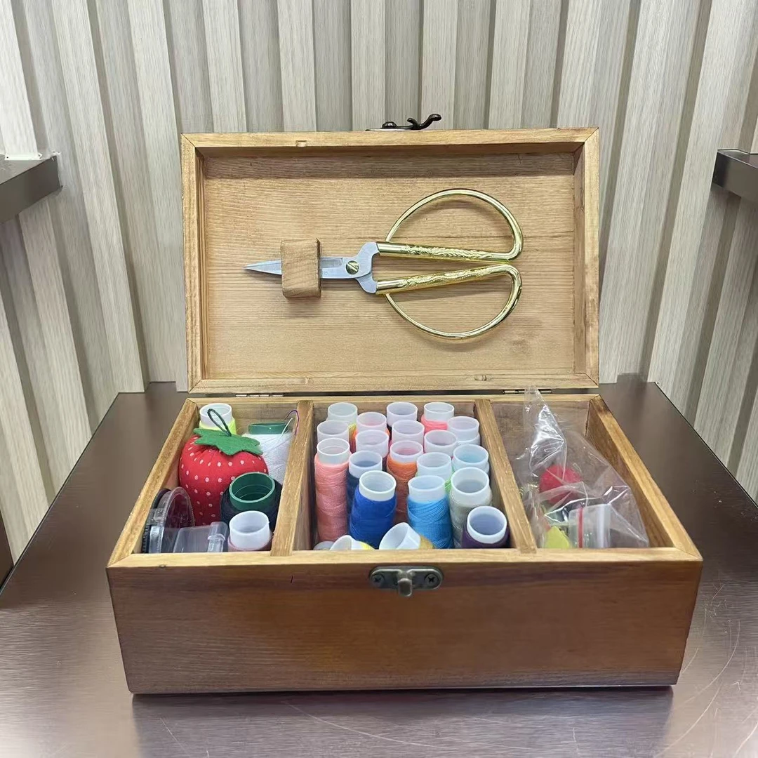 （燕子宠粉福利）家用多功能实木针线盒高质量收纳实用缝补衣服