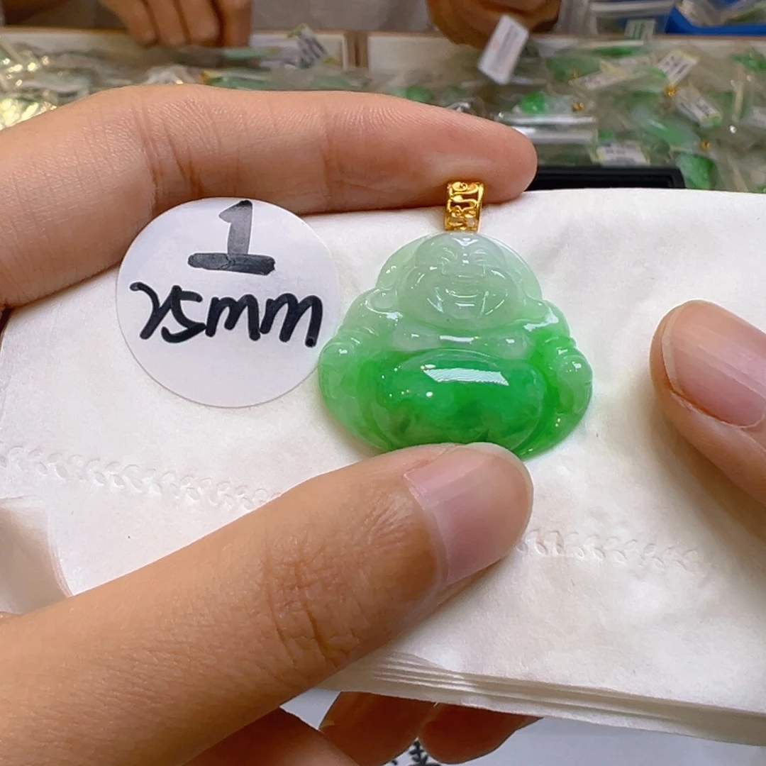 吊坠(不含链)18K金镶嵌翡翠