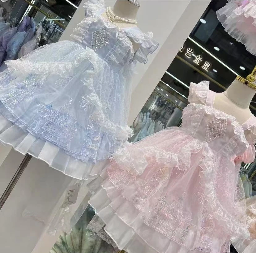 【爱莎3085】2025夏季新款女宝宝连衣裙爱莎带披纱